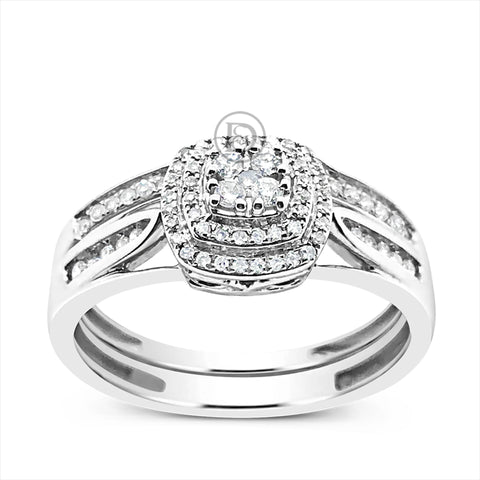 Diamond Halo Engagement Ring .30 CTW Round Cut 10K White Gold
