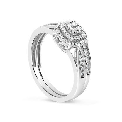 Diamond Halo Engagement Ring .30 CTW Round Cut 10K White Gold