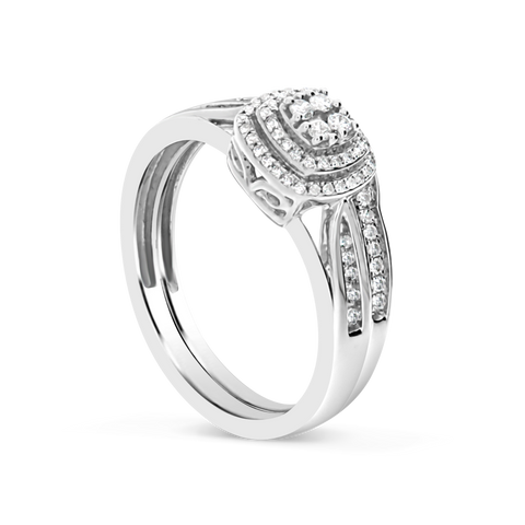 Diamond Halo Engagement Ring .30 CTW Round Cut 10K White Gold