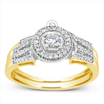 Diamond Halo Engagement Ring .35 CTW Round Cut 10K Yellow Gold