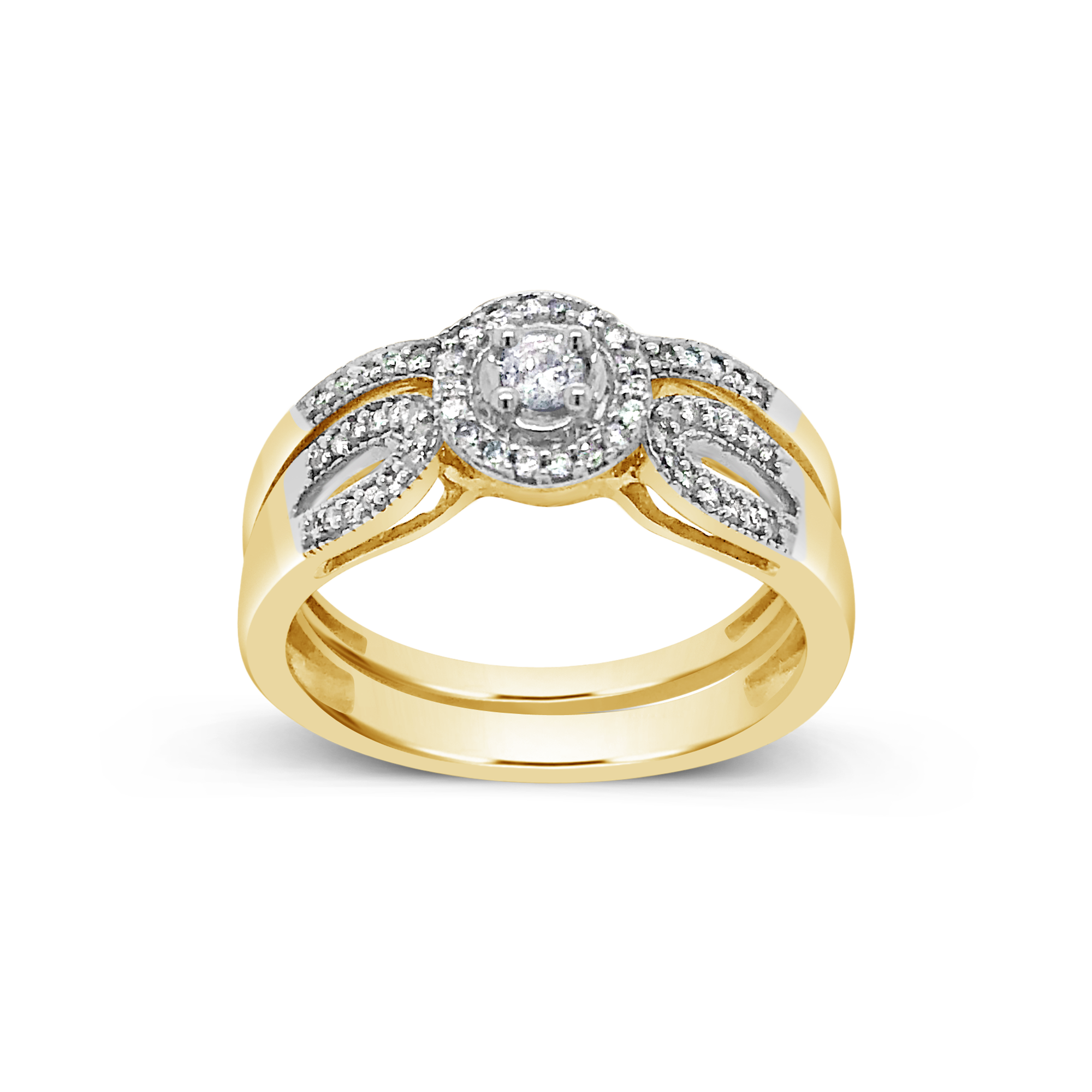 Diamond Halo Engagement Ring .25 CTW Round Cut 10K Yellow Gold