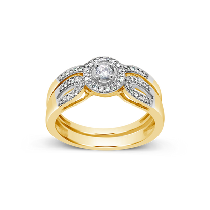 Diamond Halo Engagement Ring .25 CTW Round Cut 10K Yellow Gold