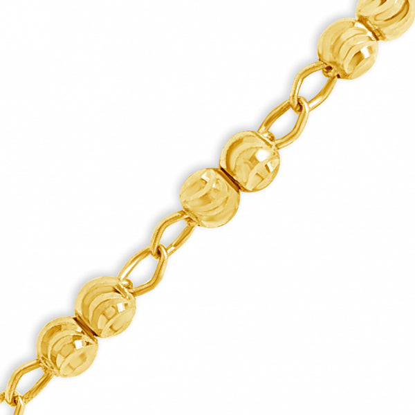 10K Yellow Gold  24" Rosary w/ Moon cut Beads