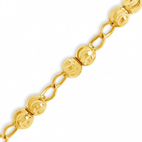 10K Yellow Gold 24" Rosary w/ Moon cut Beads