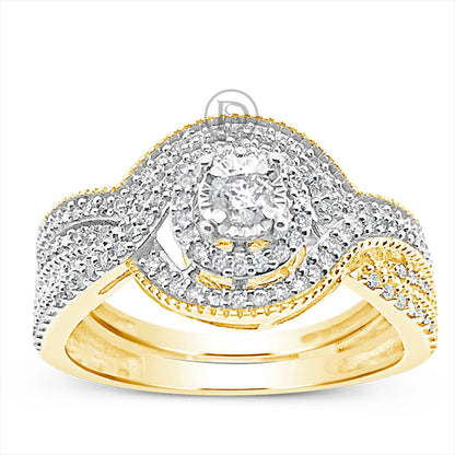 Diamond Halo Engagment Ring .33 CTW Round Cut 10K Yellow Gold