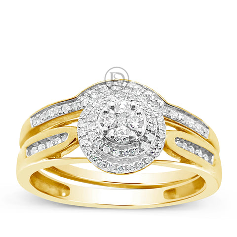 Diamond Halo Engagement Ring .30 CTW Round Cut 10K Yellow Gold