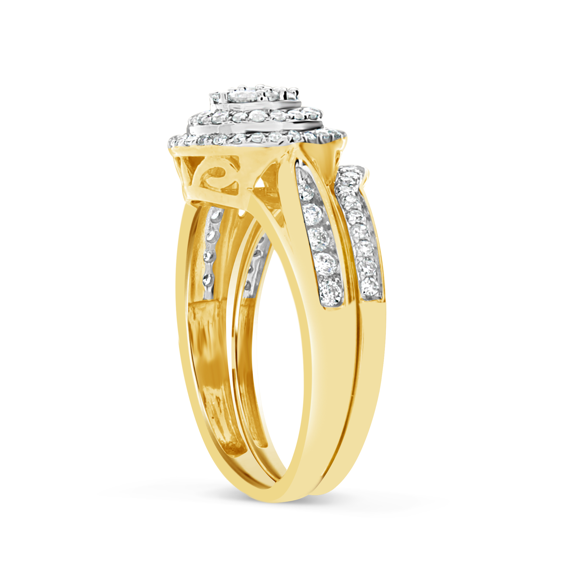 Diamond Halo Engagement Ring .75 CTW Round Cut 14K Yellow Gold
