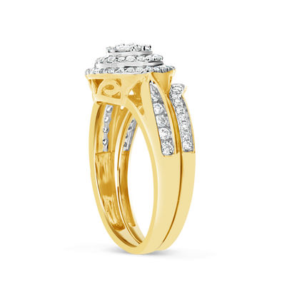 Diamond Halo Engagement Ring .75 CTW Round Cut 14K Yellow Gold
