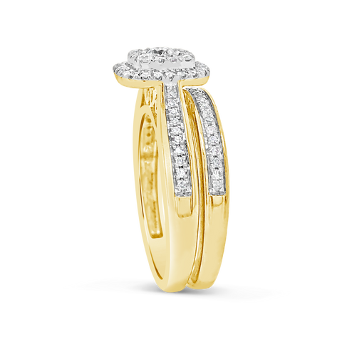 Diamond Halo Engagement Ring .50 CTW Round Cut 10K Yellow Gold