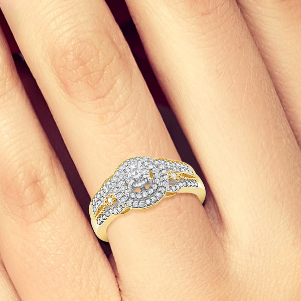 Diamond Engagement Ring .33 CTW Round Cut 10K Yellow Gold