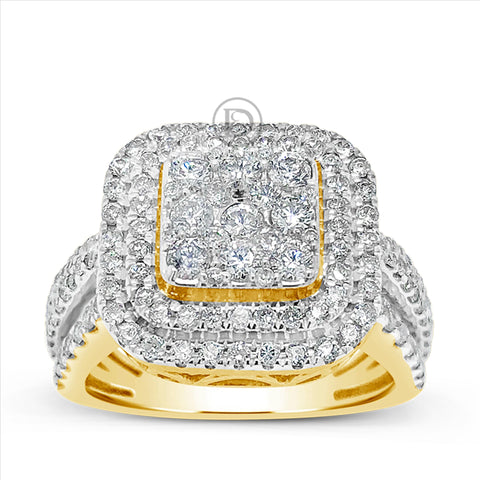Diamond Halo Engagement Ring 1.50 CTW Round Cut 10K Yellow Gold