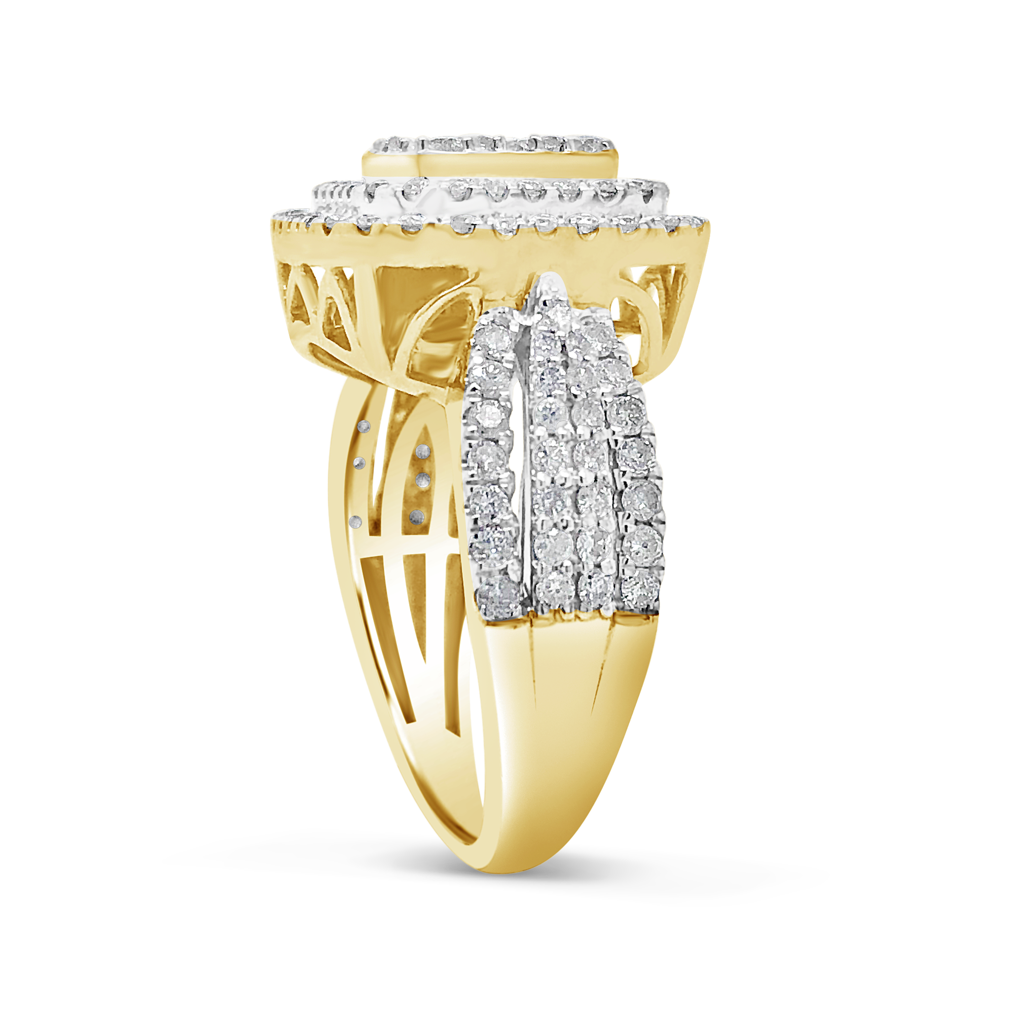 Diamond Halo Engagement Ring 1.50 CTW Round Cut 10K Yellow Gold