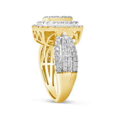 Diamond Halo Engagement Ring 1.50 CTW Round Cut 10K Yellow Gold