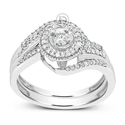 Diamond Halo Engagement Ring .35 CTW Round Cut 10K White Gold