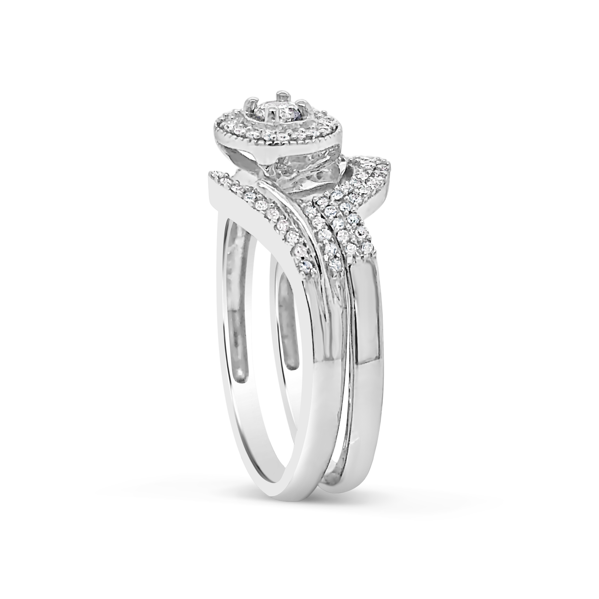 Diamond Halo Engagement Ring .35 CTW Round Cut 10K White Gold