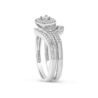 Diamond Halo Engagement Ring .35 CTW Round Cut 10K White Gold