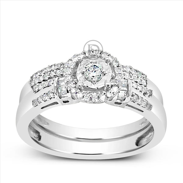 Diamond Halo Engagement Ring .33 CTW Round Cut 10K White Gold