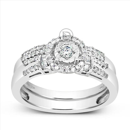 Diamond Halo Engagement Ring .33 CTW Round Cut 10K White Gold