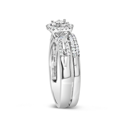 Diamond Halo Engagement Ring .33 CTW Round Cut 10K White Gold