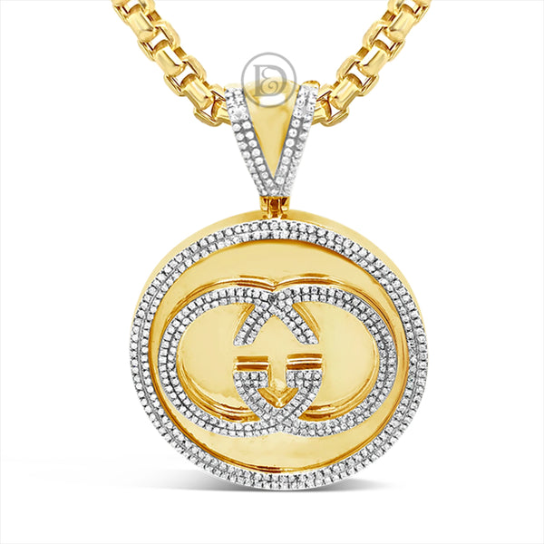 Diamond Designer Pendant 1.35 CTW Round Cut 10K Yellow Gold