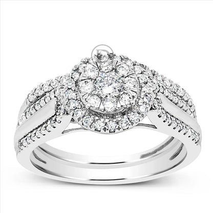 Diamond Halo Engagement Ring .65 CTW Round Cut 10K White Gold