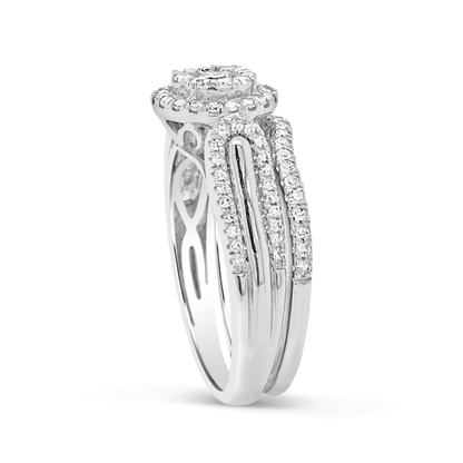 Diamond Halo Engagement Ring .65 CTW Round Cut 10K White Gold