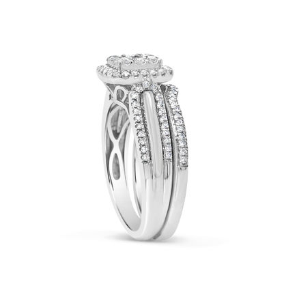 Diamond Halo Engagement Ring .80 CTW Round Cut 10K White Gold