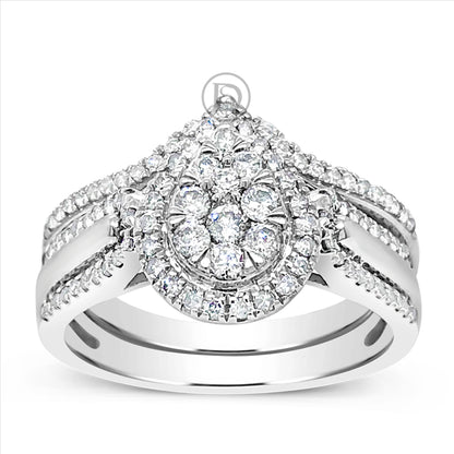 Pear Shapped Diamond Engagement Ring .60 CTW Round Cut 10K White Gold