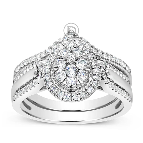 Pear Shapped Diamond Engagement Ring .60 CTW Round Cut 10K White Gold