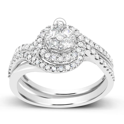 Diamond Halo Engagement Ring .65 CTW Round Cut 10K White Gold