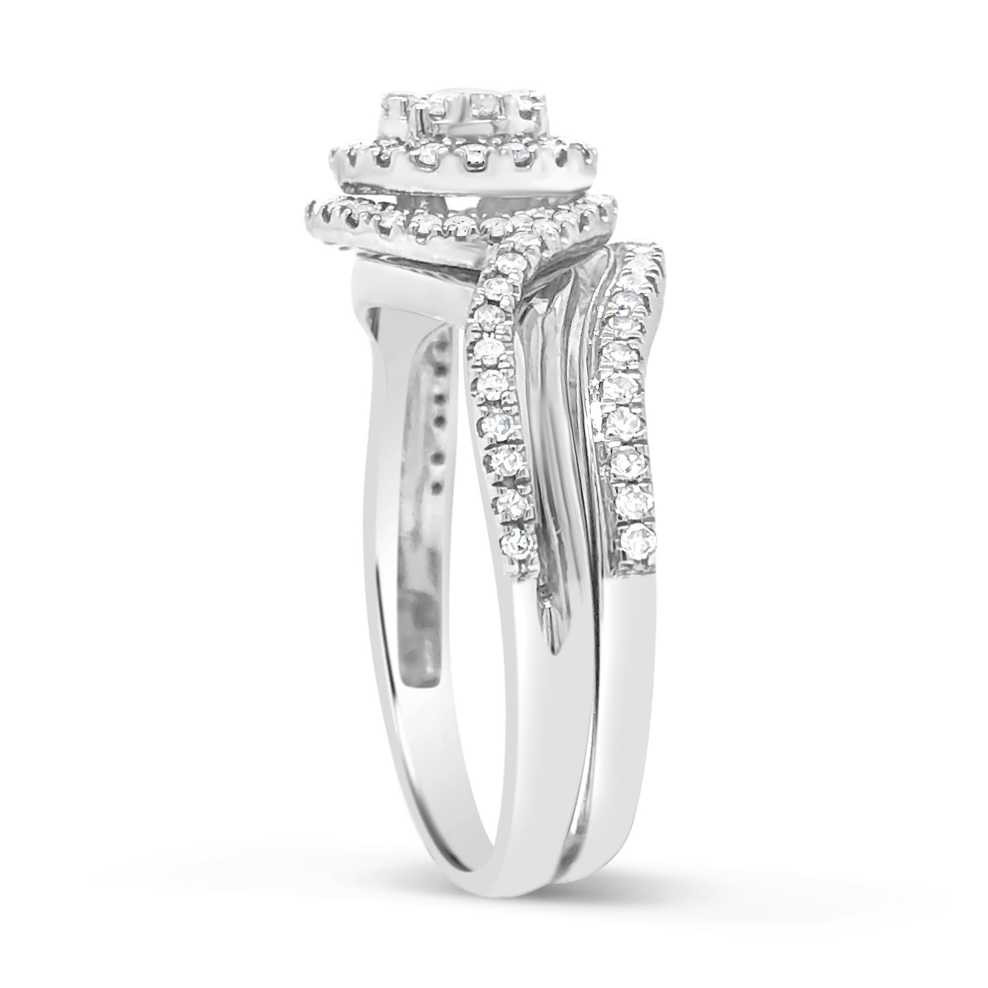 Diamond Halo Engagement Ring .65 CTW Round Cut 10K White Gold