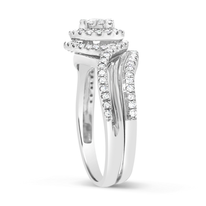 Diamond Halo Engagement Ring .65 CTW Round Cut 10K White Gold