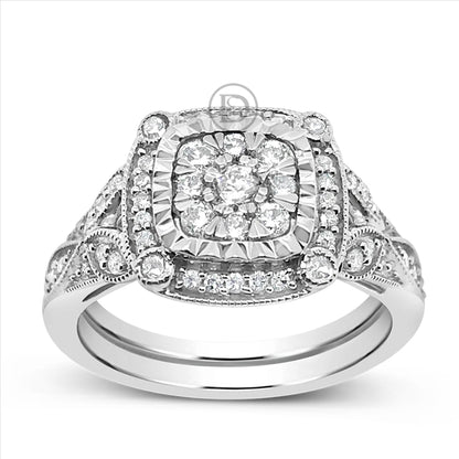 Diamond Halo Engagement Ring .65 CTW Round Cut 14K White Gold