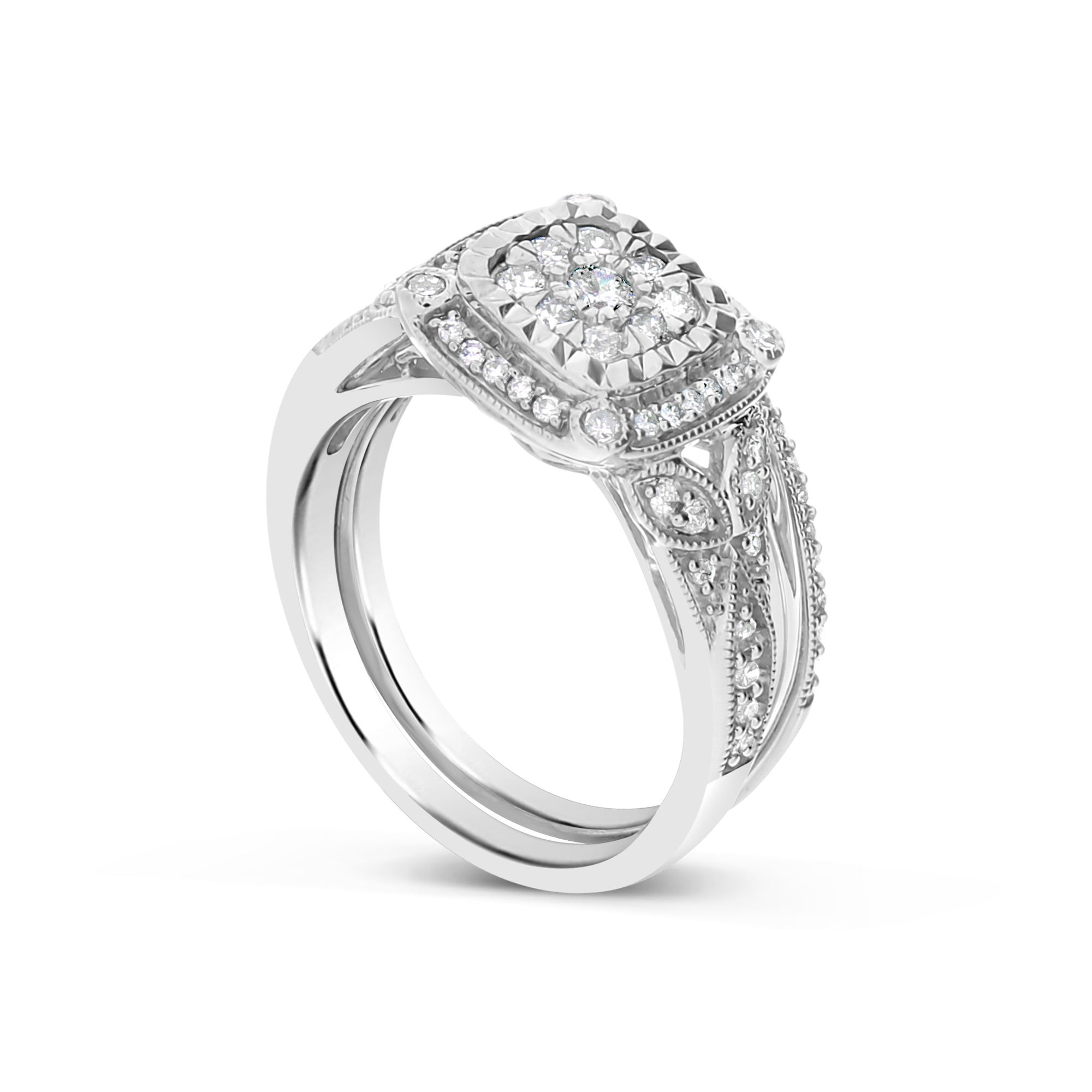 Diamond Halo Engagement Ring .65 CTW Round Cut 14K White Gold
