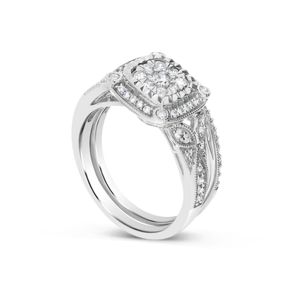 Diamond Halo Engagement Ring .65 CTW Round Cut 14K White Gold