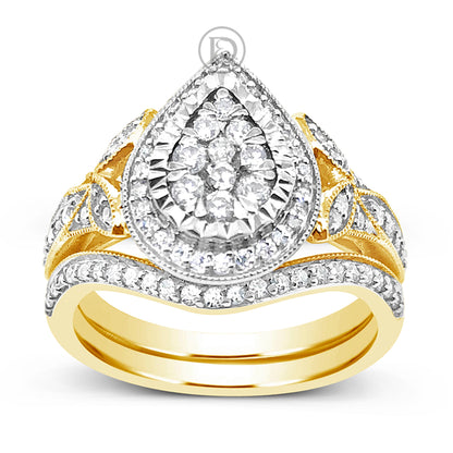 Diamond Halo Engagement Ring .65 CTW Round Cut 14K Yellow Gold
