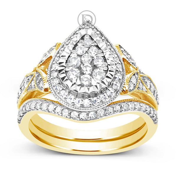 Diamond Halo Engagement Ring .65 CTW Round Cut 14K Yellow Gold