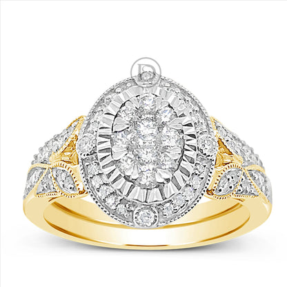 Diamond Halo Engagement Ring .65 CTW Round Cut 14K Yellow Gold