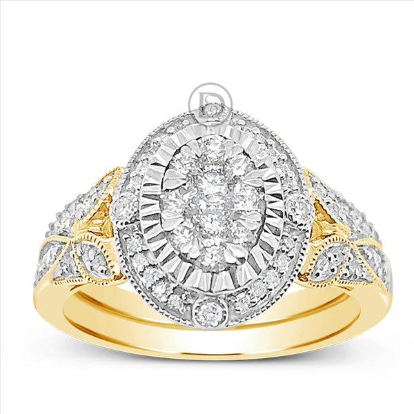 Diamond Halo Engagement Ring .65 CTW Round Cut 14K Yellow Gold