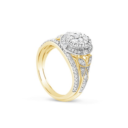 Diamond Halo Engagement Ring .65 CTW Round Cut 14K Yellow Gold