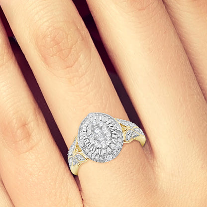 Diamond Halo Engagement Ring .65 CTW Round Cut 14K Yellow Gold