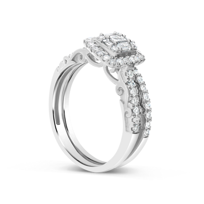 14K White Gold .52 CTW Round Cut Diamond Band