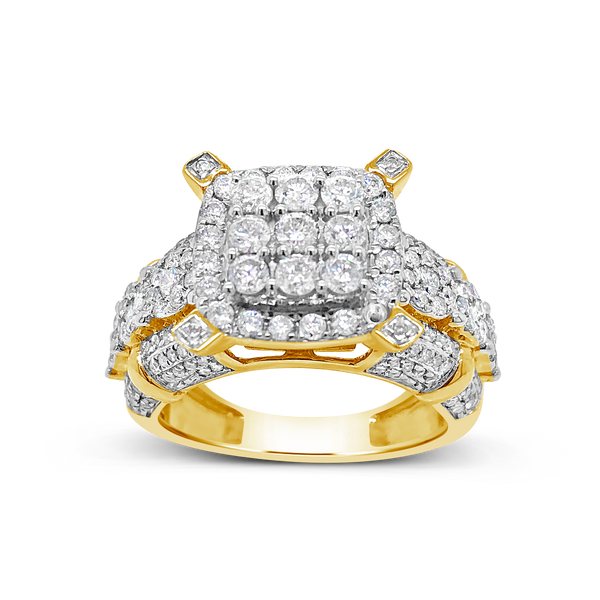 Diamond Halo Engagement Ring 1.50 CTW Round Cut 14K Yellow Gold