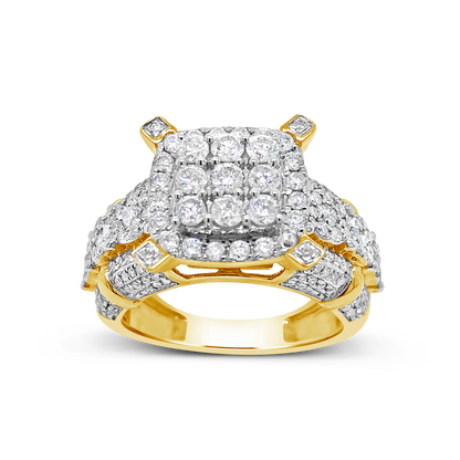 Diamond Halo Engagement Ring 1.50 CTW Round Cut 14K Yellow Gold