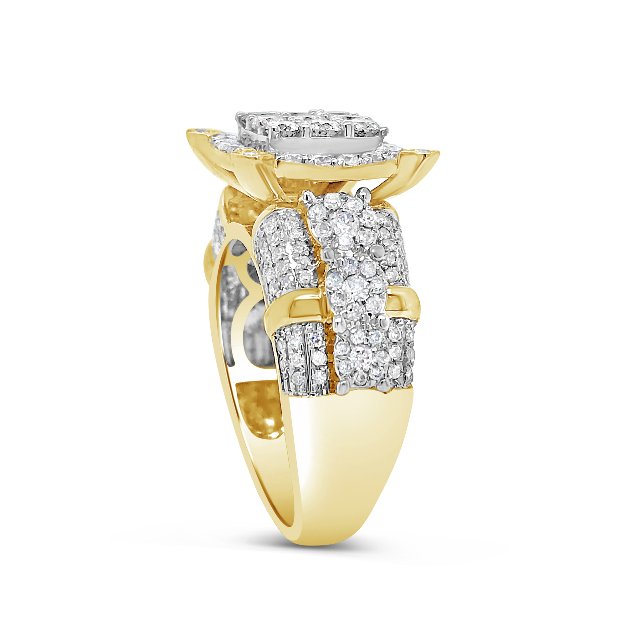 Diamond Halo Engagement Ring 1.50 CTW Round Cut 14K Yellow Gold