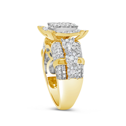 Diamond Halo Engagement Ring 1.50 CTW Round Cut 14K Yellow Gold