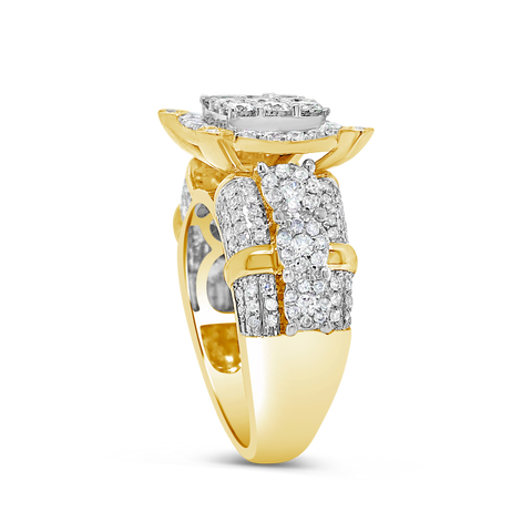 Diamond Halo Engagement Ring 1.50 CTW Round Cut 14K Yellow Gold