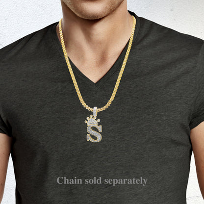 Diamond "Crown S" Pendant 1 CTW Round Cut 10K Yellow Gold