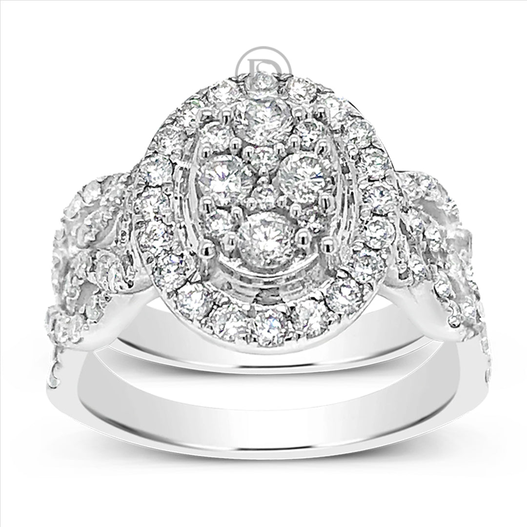 Diamond Halo Engagement Ring 1.25 CTW Round Cut 14K White Gold