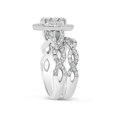 Diamond Halo Engagement Ring 1.25 CTW Round Cut 14K White Gold